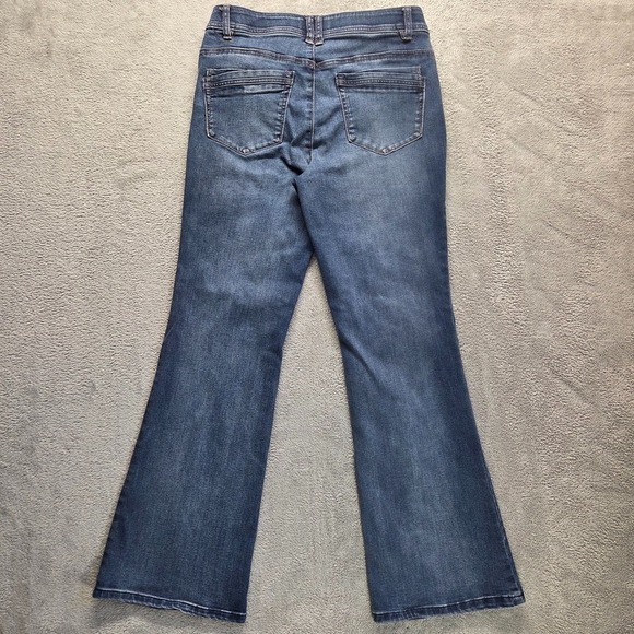 Democracy Jeans Womens 10 Blue Flare Mid Rise Ab Technology Stretch Denim - Picture 2 of 9